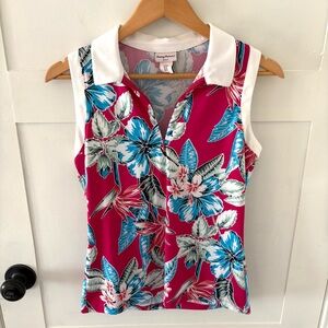 Tommy Bahama Golf Sleeveless Quarter Tropical Zip Top. Size Medium.